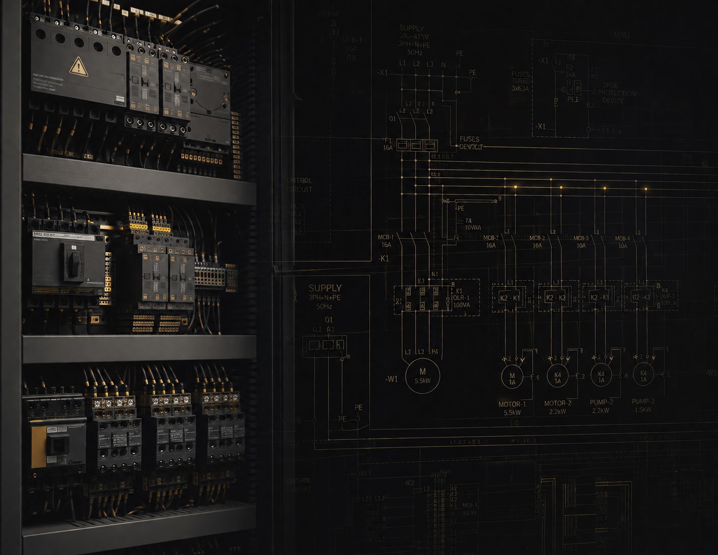 Electrical engineering Schematics design-Switchboard design-power distribution